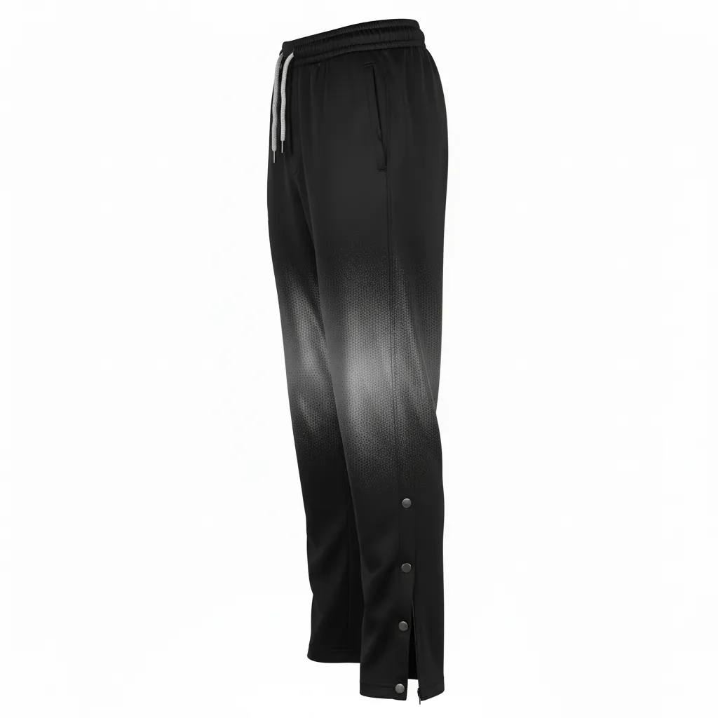 Custom Volleyball Warm Up Pant - Black, Silver - Warmup Pants Metallic Fade - Side View - HAMCO Sports Inc.