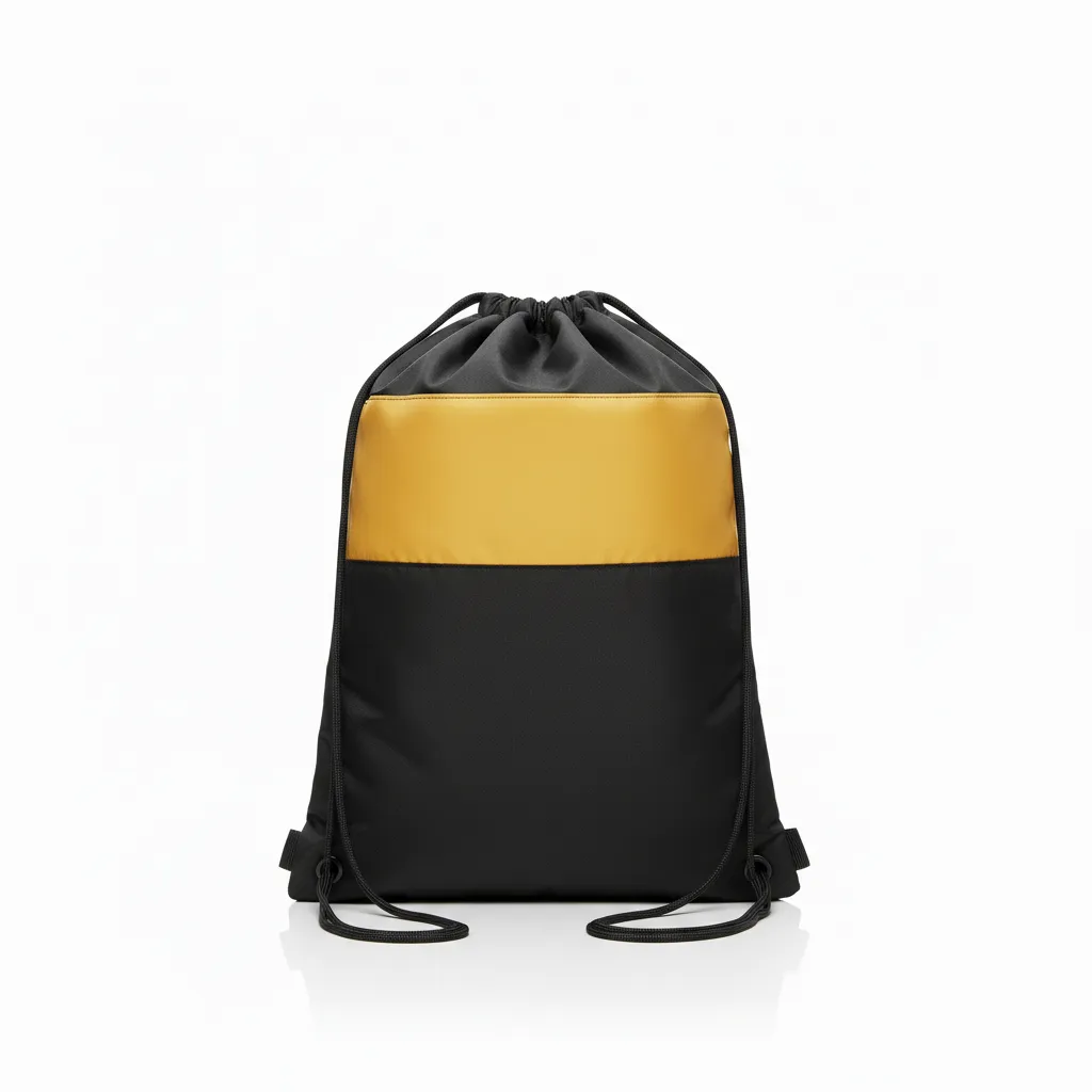 Custom Wrestling Cinch Bag - Black, Gold - Cinch Bag Vegas Front Panel - Back View - HAMCO Sports Inc.