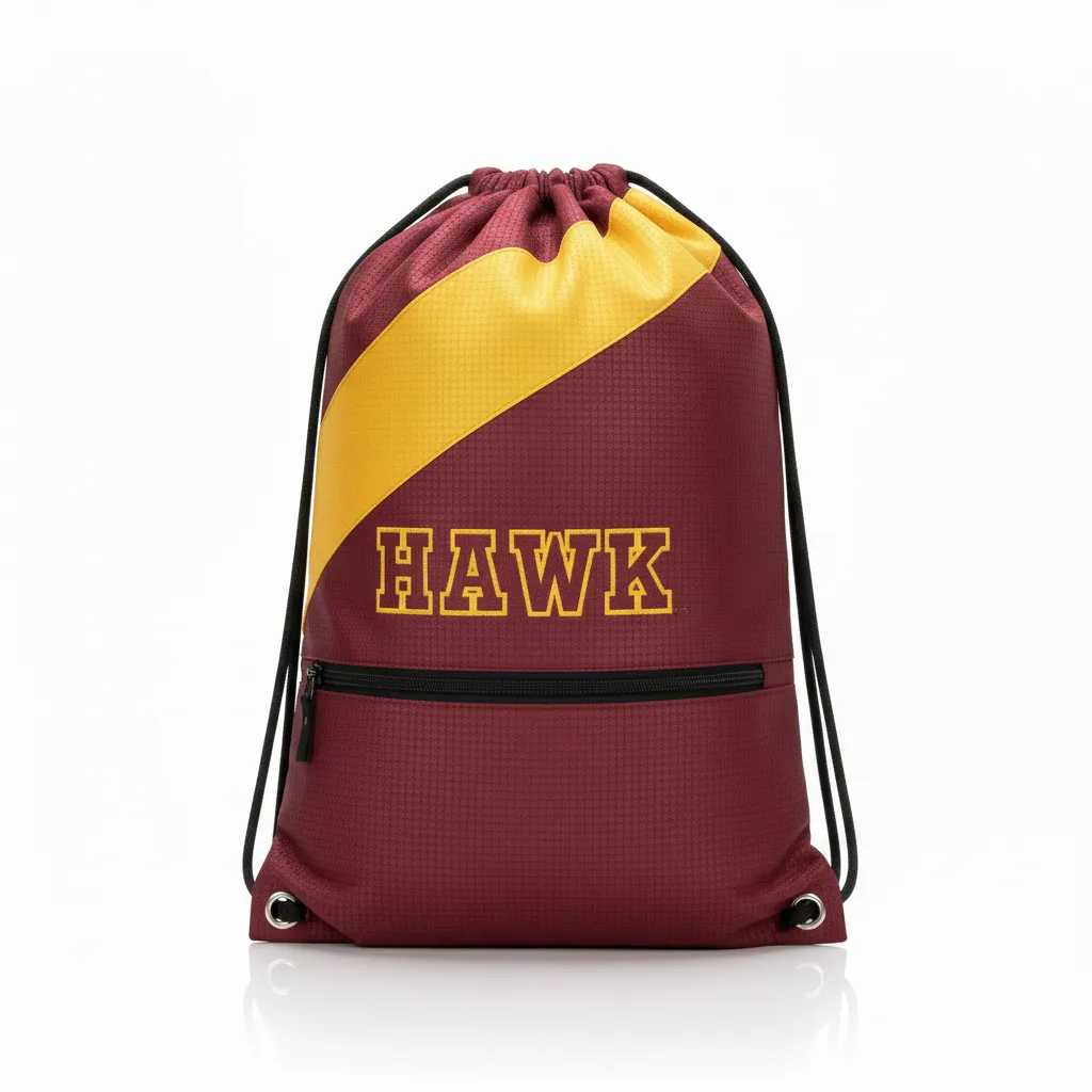 Custom Wrestling Cinch Bag - Burgundy, Gold - Cinch Bag Vegas Contrast Stripe - Back View - HAMCO Sports Inc.