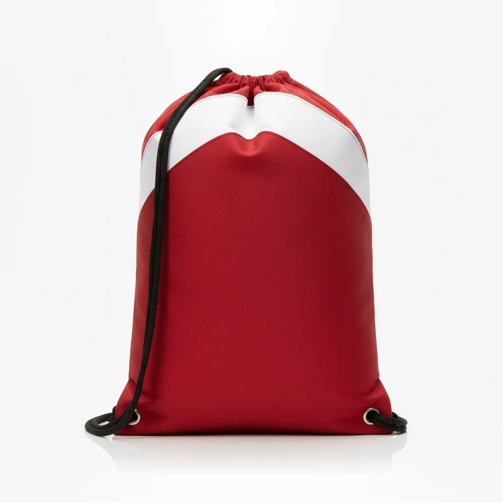 Custom Wrestling Cinch Bag - White - Cinch Bag Cardinal Contrast Stripe - Back View - HAMCO Sports Inc.
