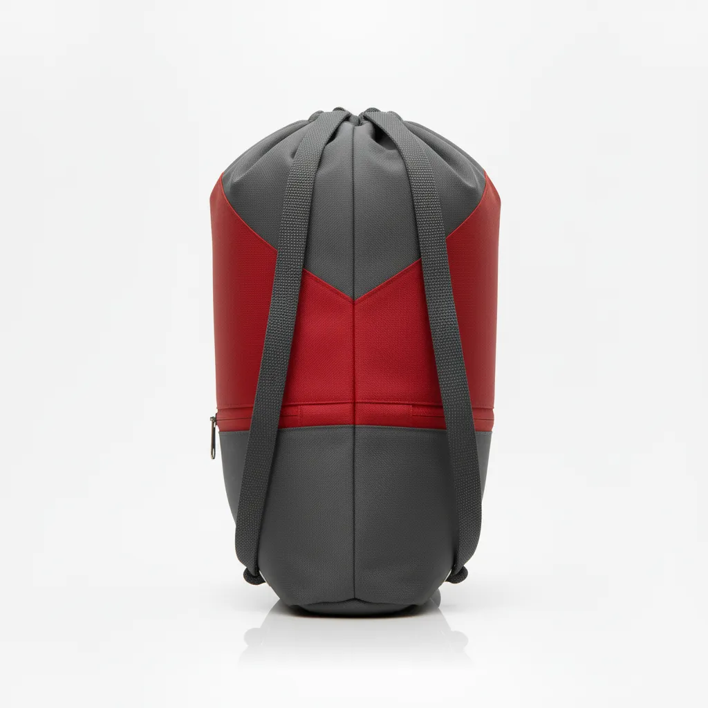 Custom Wrestling Cinch Bag - Red - Cinch Bag Charcoal Front Panel - Back View - HAMCO Sports Inc.