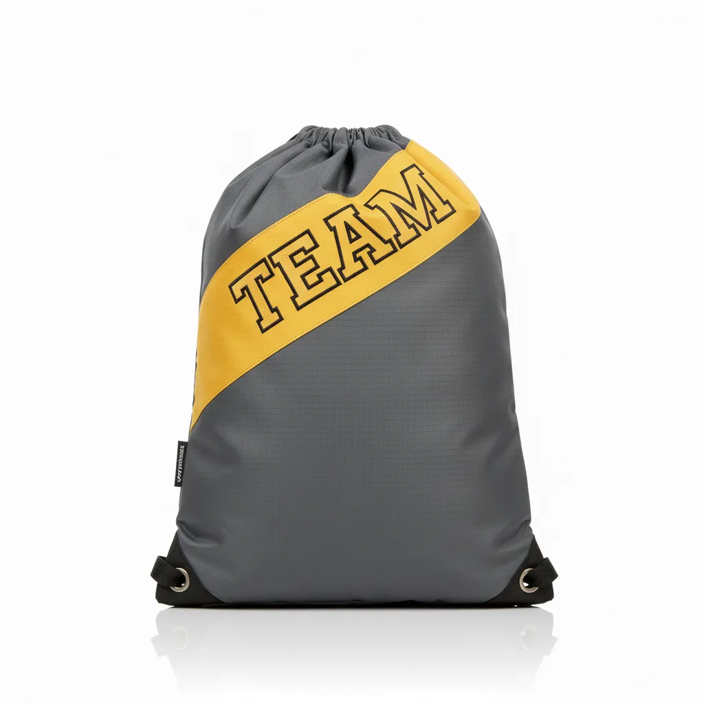 Custom Wrestling Cinch Bag - Gold - Cinch Bag Charcoal Vegas Front Panel - Back View - HAMCO Sports Inc.