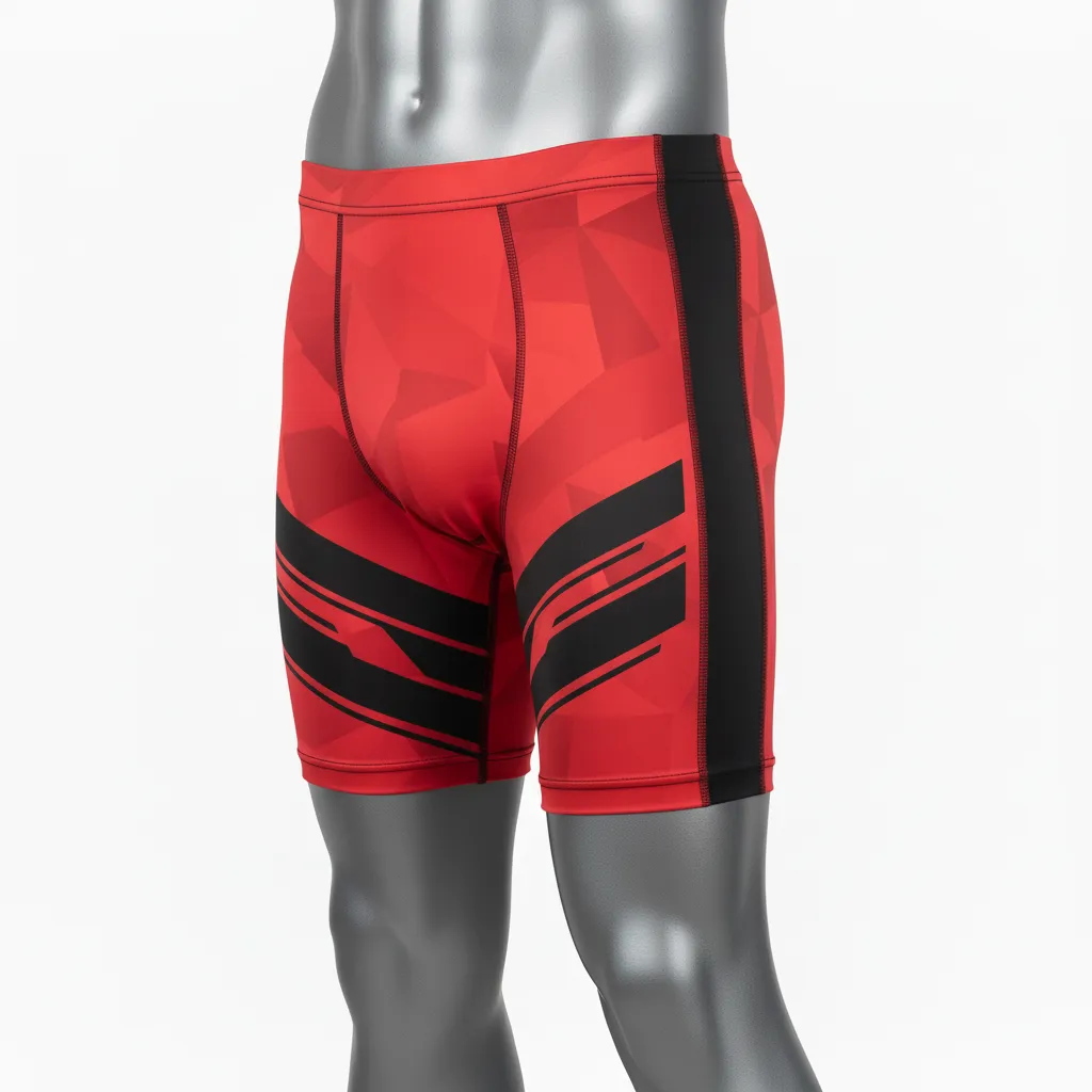 Custom Wrestling Compression Shorts - Black - Compression Shorts Cardinal Side Panel - Side View - HAMCO Sports Inc.