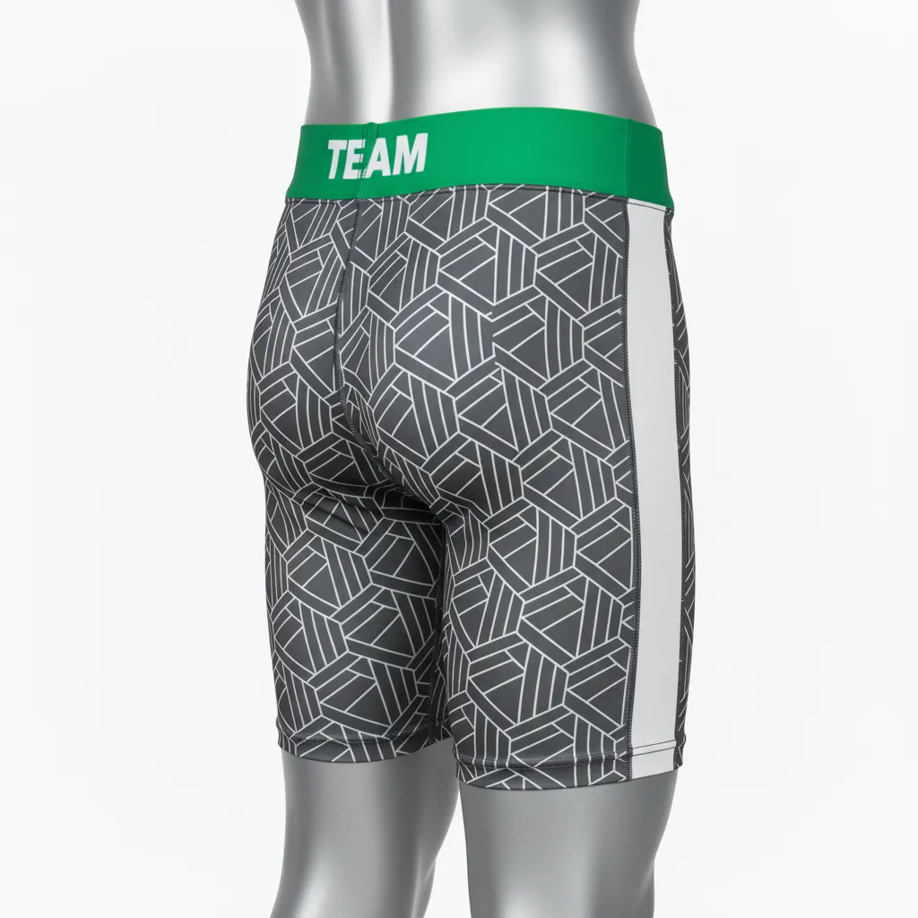 Custom Wrestling Compression Shorts - White - Compression Shorts Charcoal Panel - Back View - HAMCO Sports Inc.