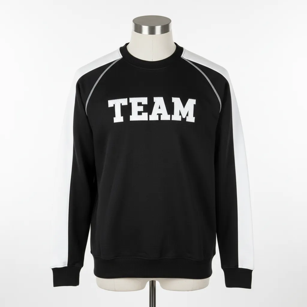 Custom Wrestling Crewneck Sweatshirt - Black, White - Crewneck Sweatshirt Raglan Sleeve - Front View - HAMCO Sports Inc.