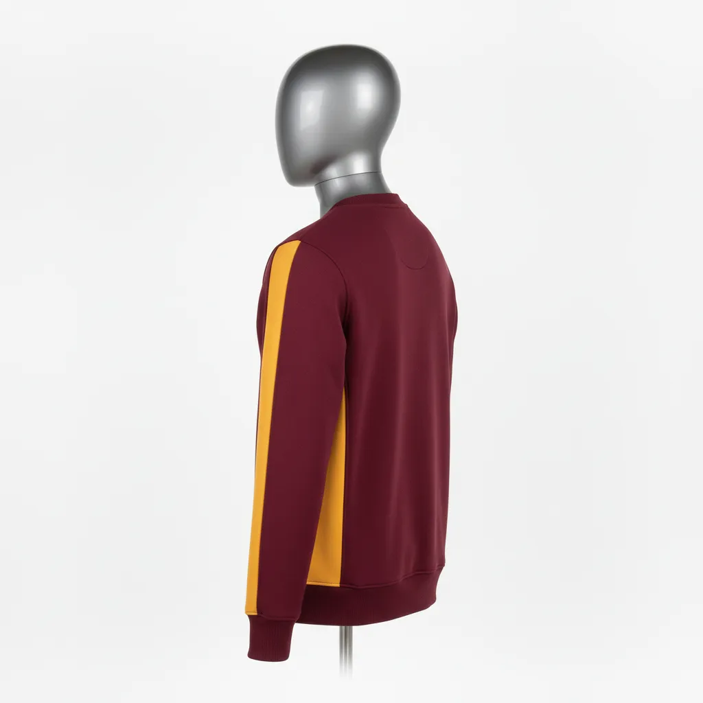 Custom Wrestling Crewneck Sweatshirt - Burgundy, Gold - Crewneck Sweatshirt Vegas Side Panel - Back View - HAMCO Sports Inc.