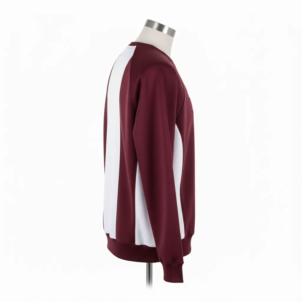 Custom Wrestling Crewneck Sweatshirt - Burgundy, White - Crewneck Sweatshirt Side Panel - Back View - HAMCO Sports Inc.