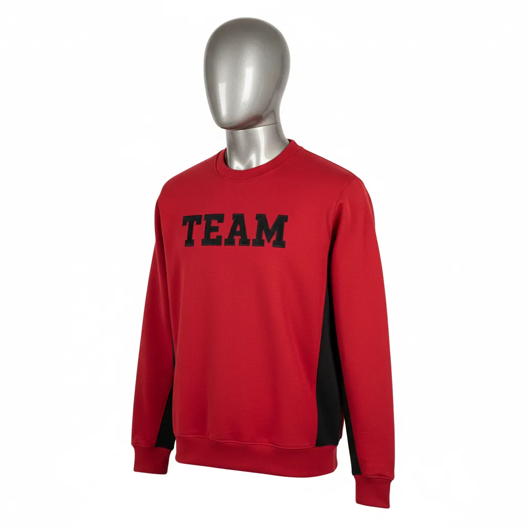 Custom Wrestling Crewneck Sweatshirt - Black - Crewneck Sweatshirt Cardinal Side Panel - Front View - HAMCO Sports Inc.