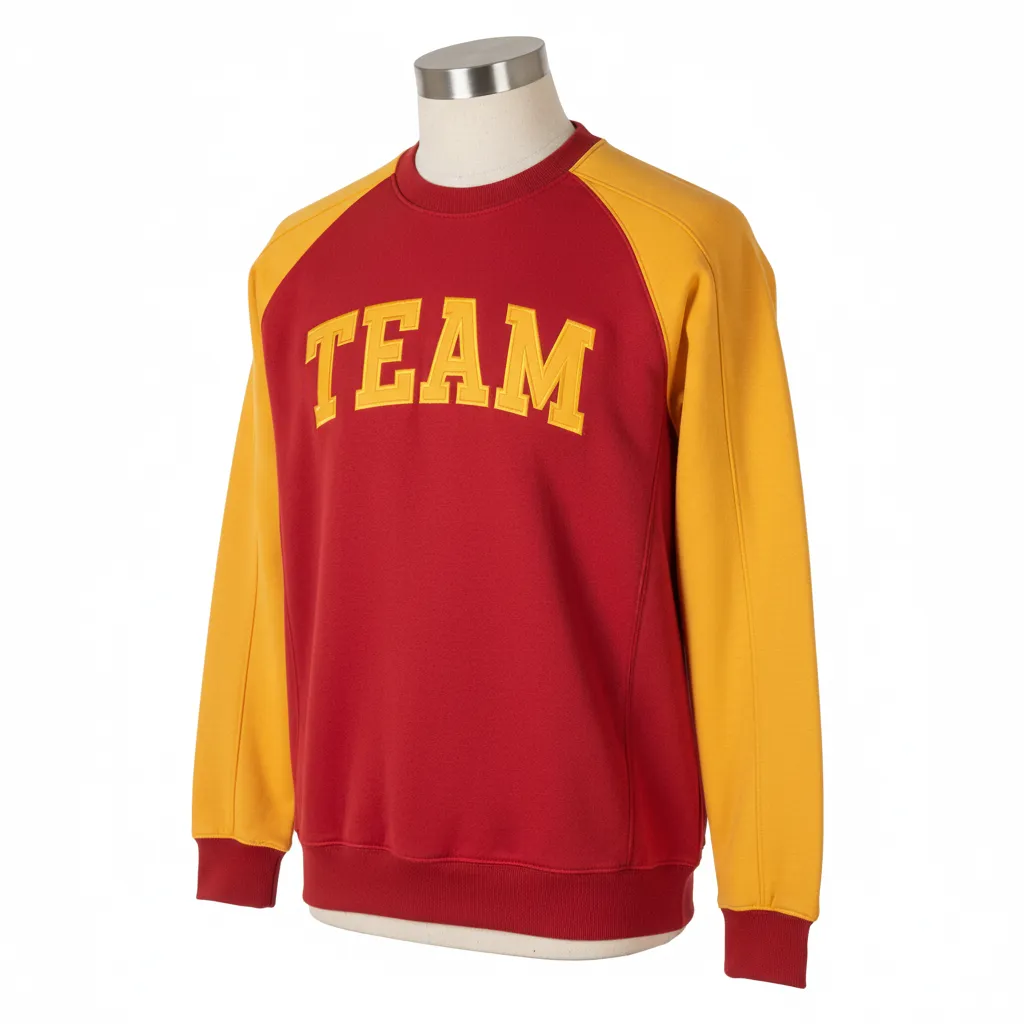 Custom Wrestling Crewneck Sweatshirt - Gold - Crewneck Sweatshirt Cardinal Vegas Raglan - Front View - HAMCO Sports Inc.