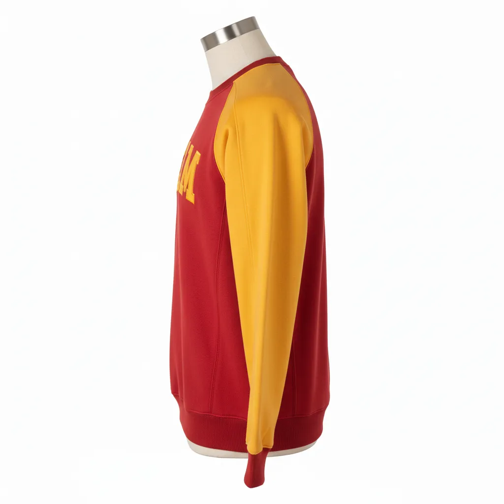 Custom Wrestling Crewneck Sweatshirt - Gold - Crewneck Sweatshirt Cardinal Vegas Raglan - Side View - HAMCO Sports Inc.