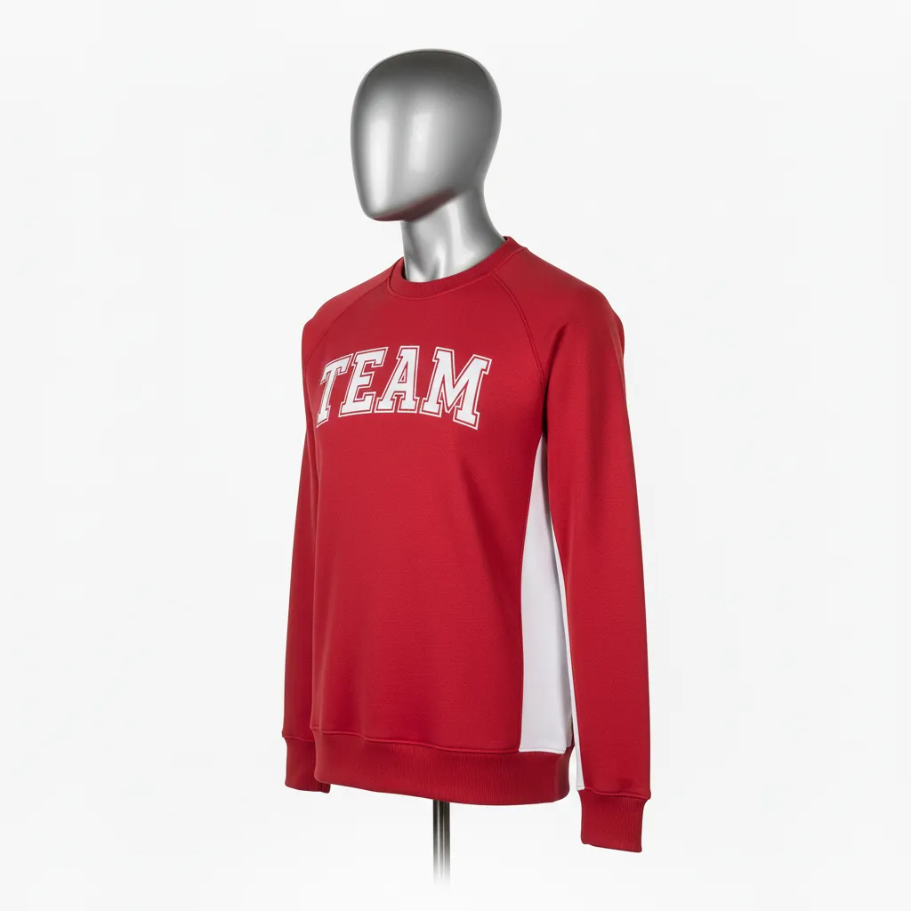 Custom Wrestling Crewneck Sweatshirt - White - Crewneck Sweatshirt Cardinal Side Panel - Front View - HAMCO Sports Inc.