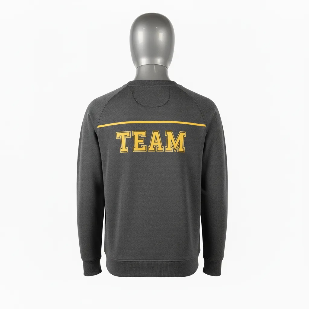 Custom Wrestling Crewneck Sweatshirt - Gold - Crewneck Sweatshirt Charcoal Vegas Shoulder Stripe - Back View - HAMCO Sports Inc.