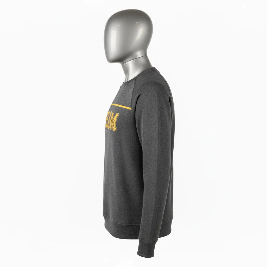 Custom Wrestling Crewneck Sweatshirt - Gold - Crewneck Sweatshirt Charcoal Vegas Shoulder Stripe - Side View - HAMCO Sports Inc.