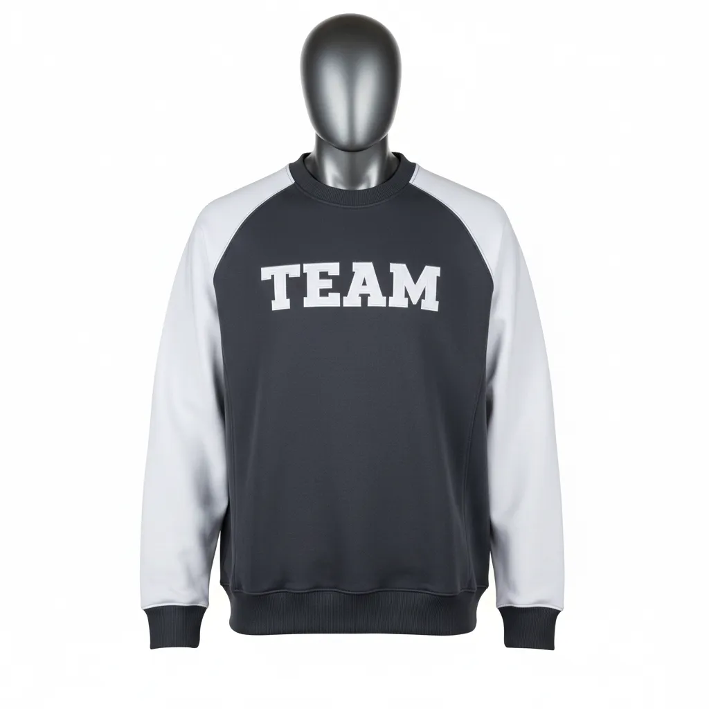 Custom Wrestling Crewneck Sweatshirt - White - Crewneck Sweatshirt Charcoal Raglan Sleeve - Front View - HAMCO Sports Inc.