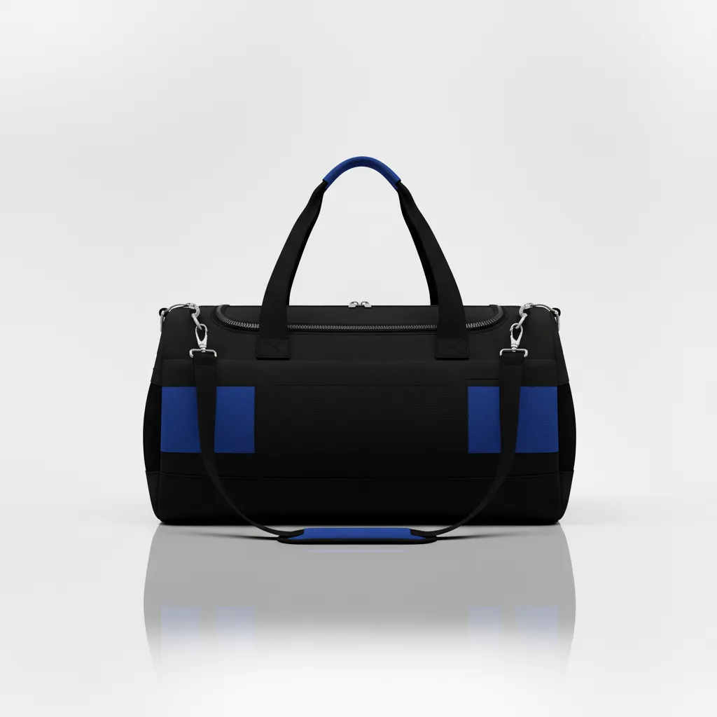 Custom Wrestling Duffle Bag - Black - Duffle Bag Royal Contrast Stripe - Back View - HAMCO Sports Inc.