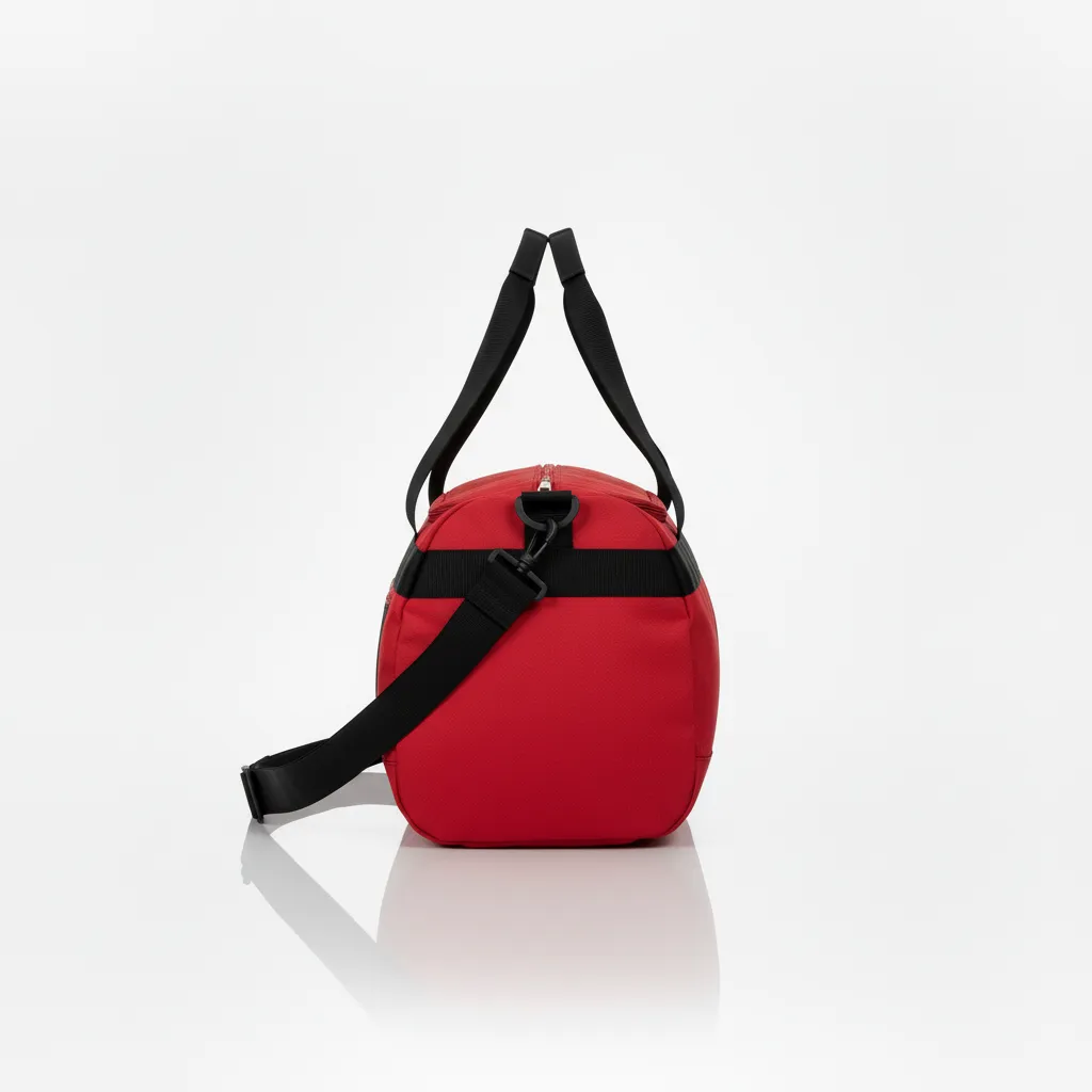 Custom Wrestling Duffle Bag - Black - Duffle Bag Cardinal Contrast Stripe - Back View - HAMCO Sports Inc.