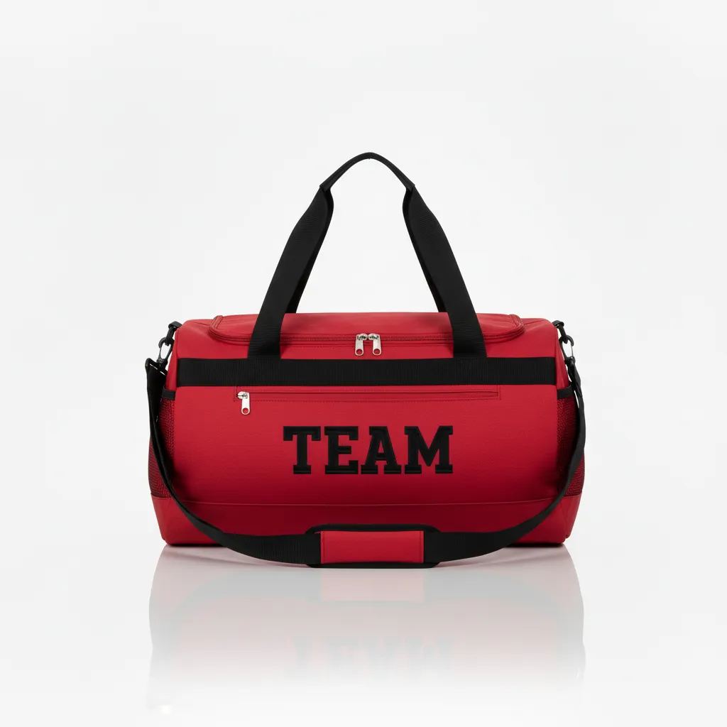 Custom Wrestling Duffle Bag - Black - Duffle Bag Cardinal Contrast Stripe - Front View - HAMCO Sports Inc.