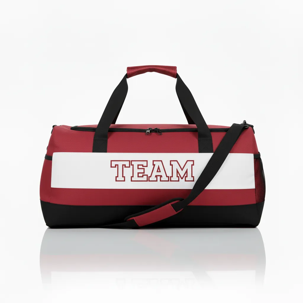 Custom Wrestling Duffle Bag - White - Duffle Bag Cardinal Contrast Stripe - Back View - HAMCO Sports Inc.