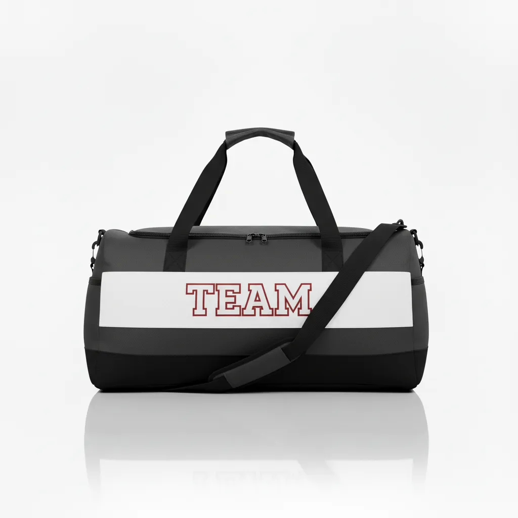 Custom Wrestling Duffle Bag - Red - Duffle Bag Charcoal Side Panel - Back View - HAMCO Sports Inc.