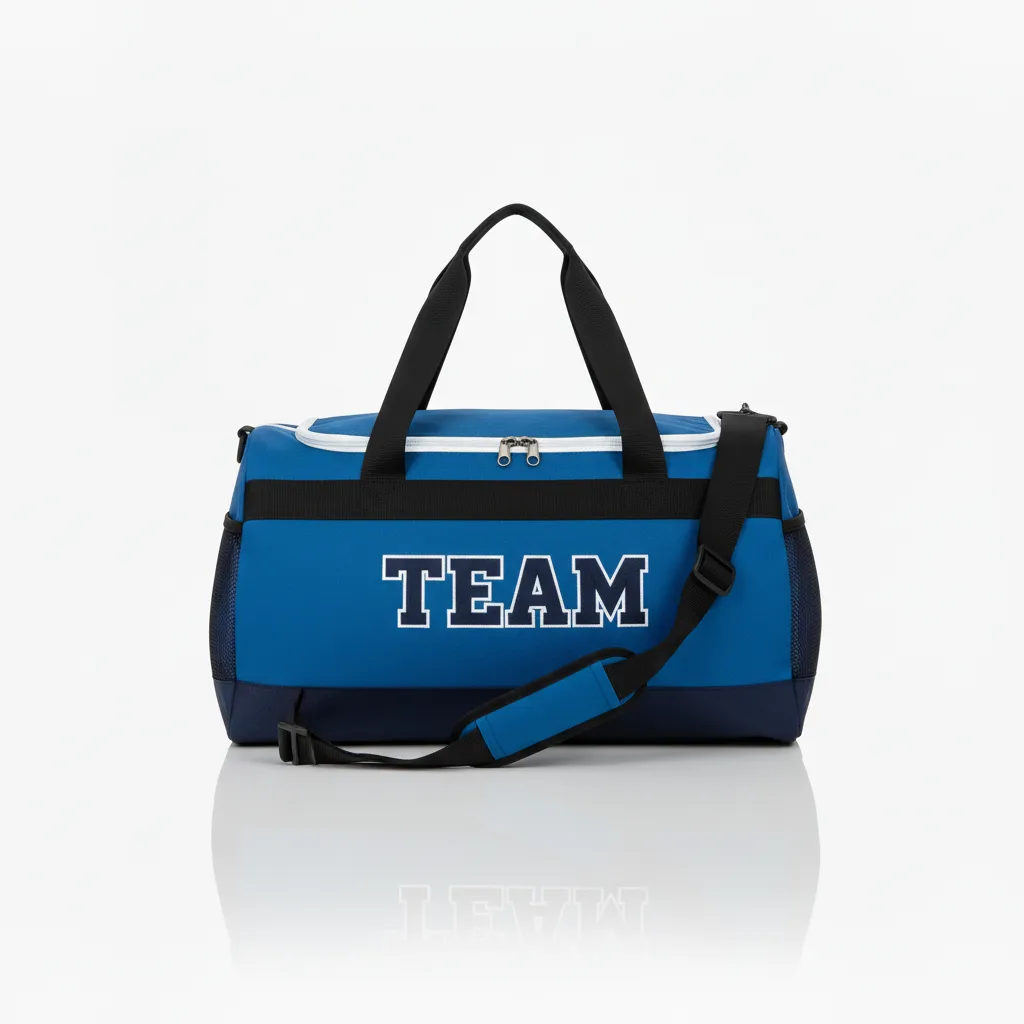 Custom Wrestling Duffle Bag - Blue, Navy - Duffle Bag Columbia Side Panel - Front View - HAMCO Sports Inc.