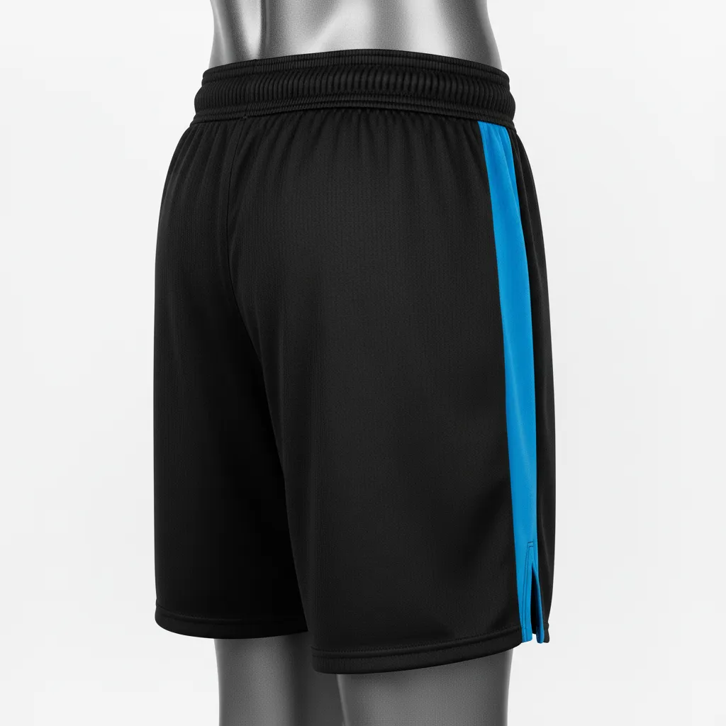 Custom Wrestling Fight Shorts - Black - Fight Shorts Royal Panel - Back View - HAMCO Sports Inc.