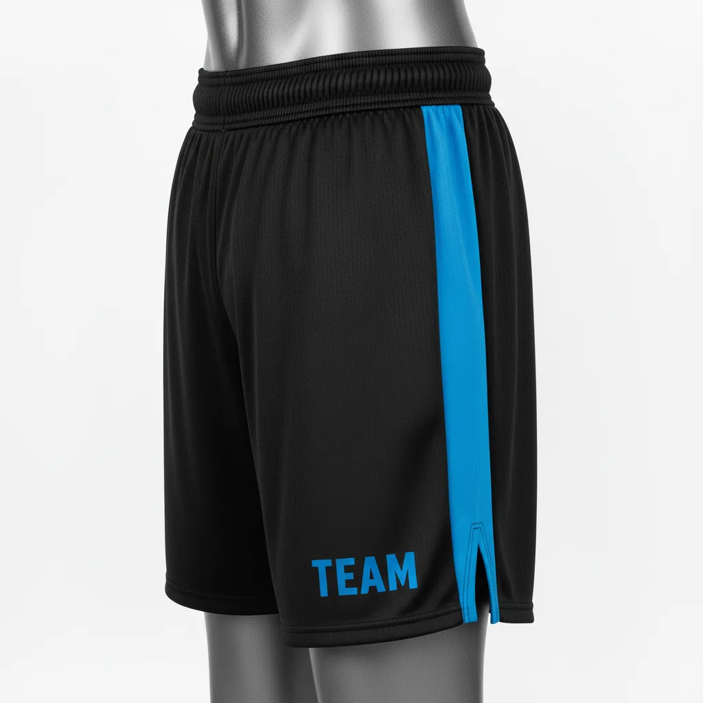 Custom Wrestling Fight Shorts - Black - Fight Shorts Royal Panel - Side View - HAMCO Sports Inc.
