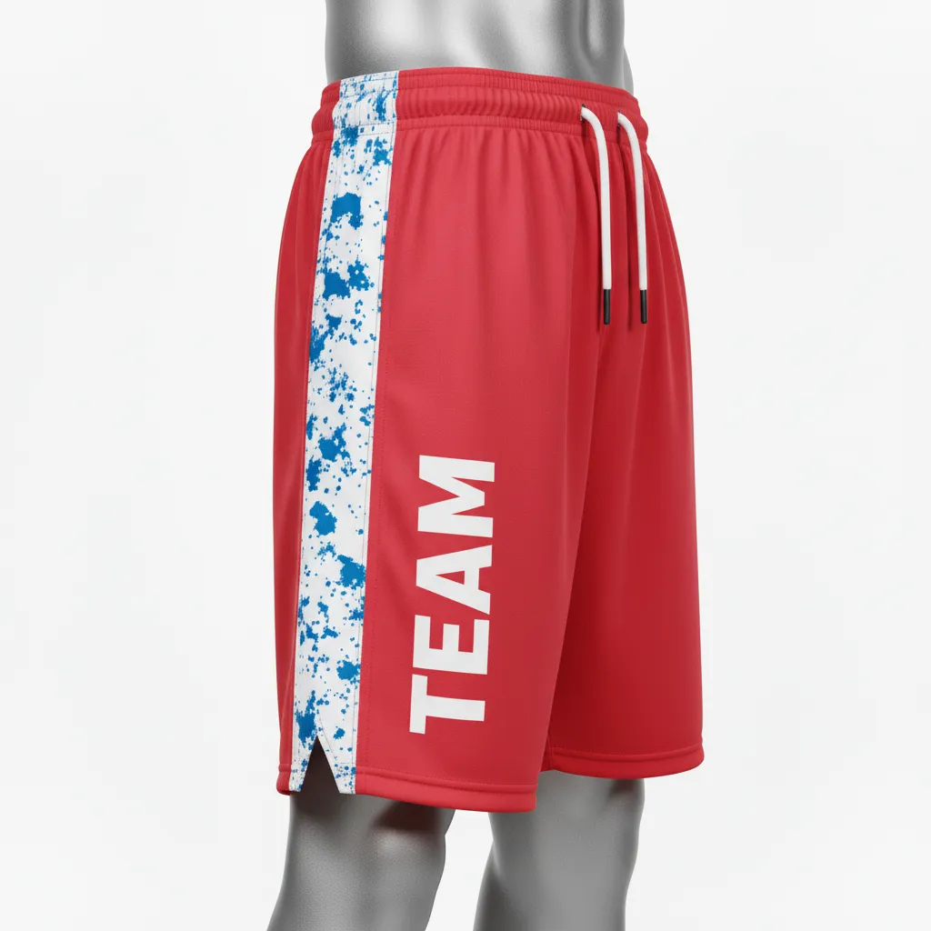 Custom Wrestling Fight Shorts - White - Fight Shorts Cardinal Panel - Side View - HAMCO Sports Inc.