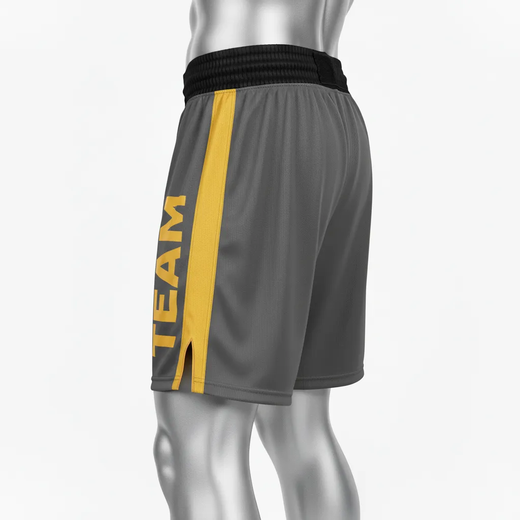 Custom Wrestling Fight Shorts - Gold - Fight Shorts Charcoal Vegas Stripe - Front View - HAMCO Sports Inc.