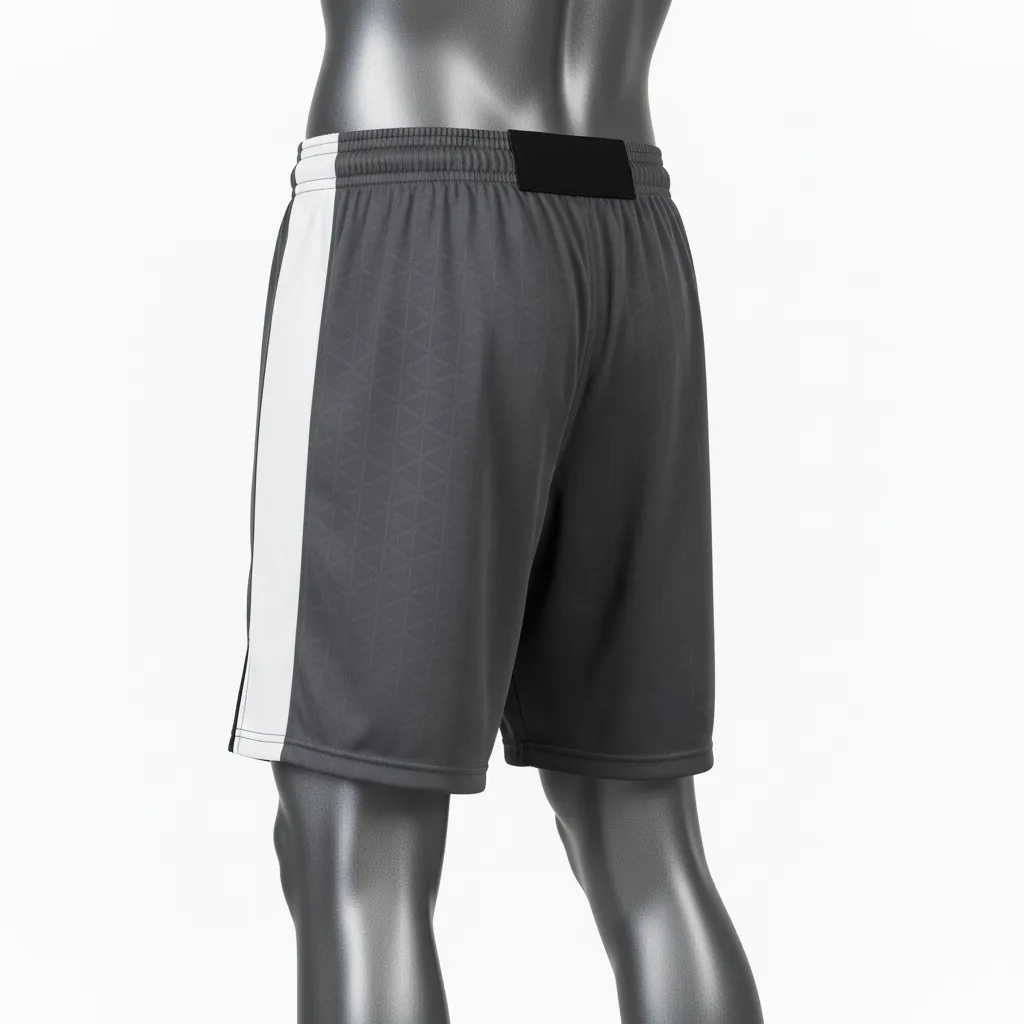 Custom Wrestling Fight Shorts - White - Fight Shorts Charcoal Panel - Back View - HAMCO Sports Inc.