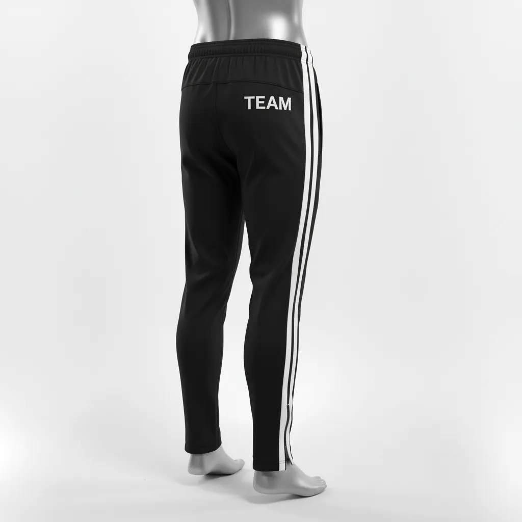 Custom Wrestling Full Length Warmup Pant - Black, White - Warmup Pants Dual Stripe - Front View - HAMCO Sports Inc.