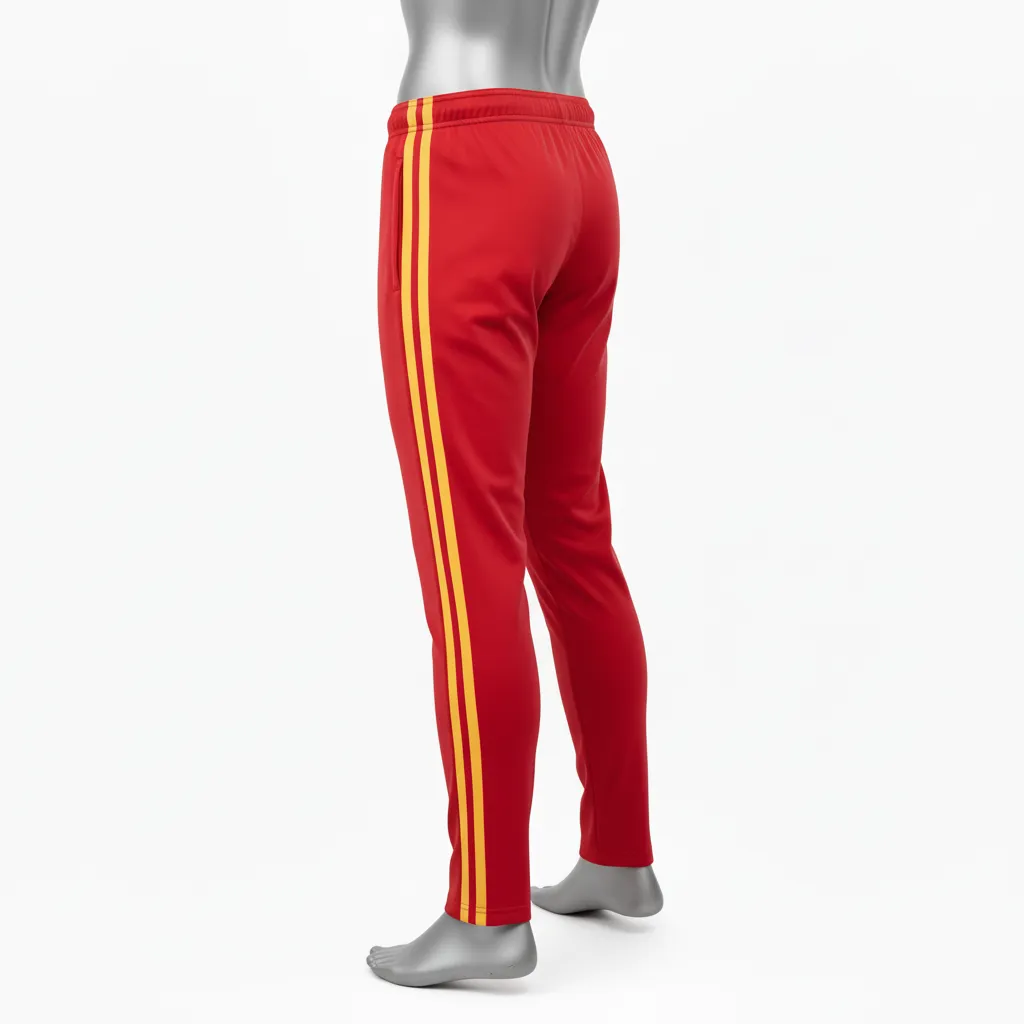 Custom Wrestling Full Length Warmup Pant - Gold - Warmup Pants Cardinal Vegas Dual Stripe - Back View - HAMCO Sports Inc.