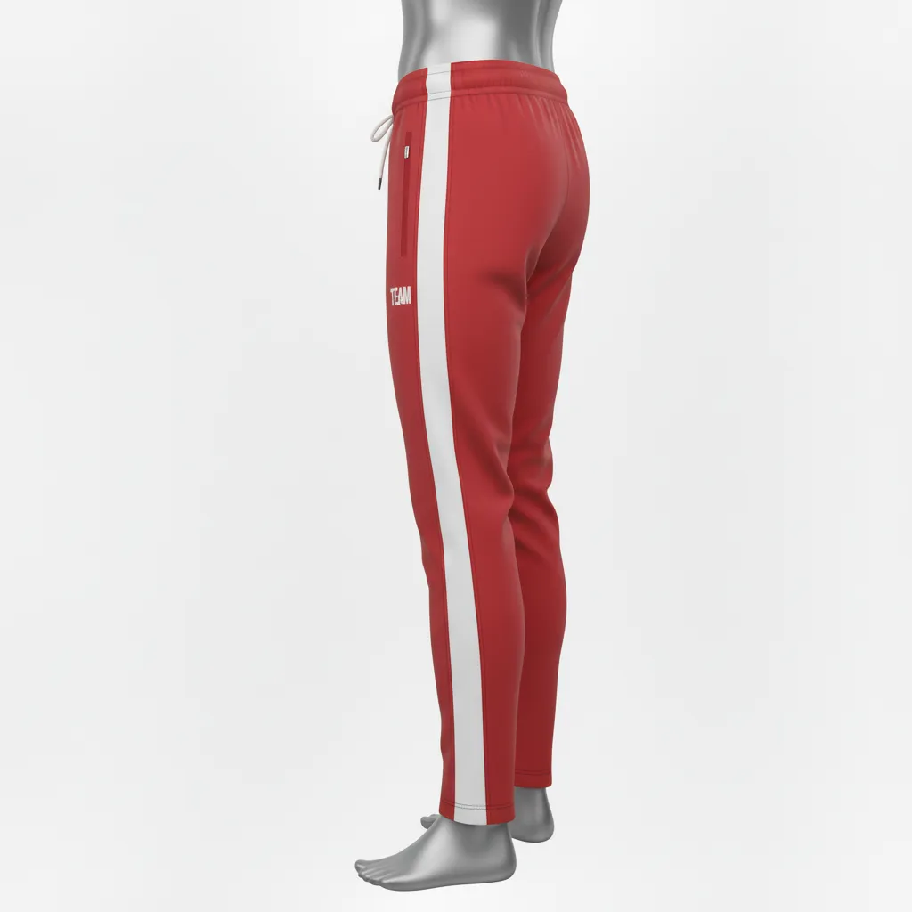 Custom Wrestling Full Length Warmup Pant - White - Warmup Pants Cardinal Dual Stripe - Side View - HAMCO Sports Inc.