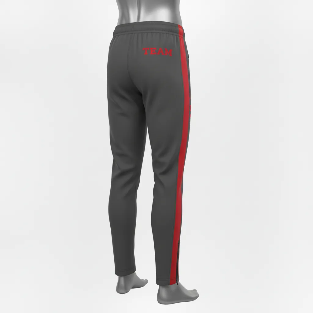 Custom Wrestling Full Length Warmup Pant - Red - Warmup Pants Charcoal Side Panel - Front View - HAMCO Sports Inc.