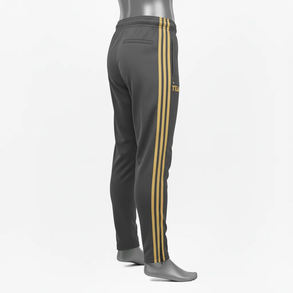 Custom Wrestling Full Length Warmup Pant - Gold - Warmup Pants Charcoal Vegas Dual Stripe - Front View - HAMCO Sports Inc.