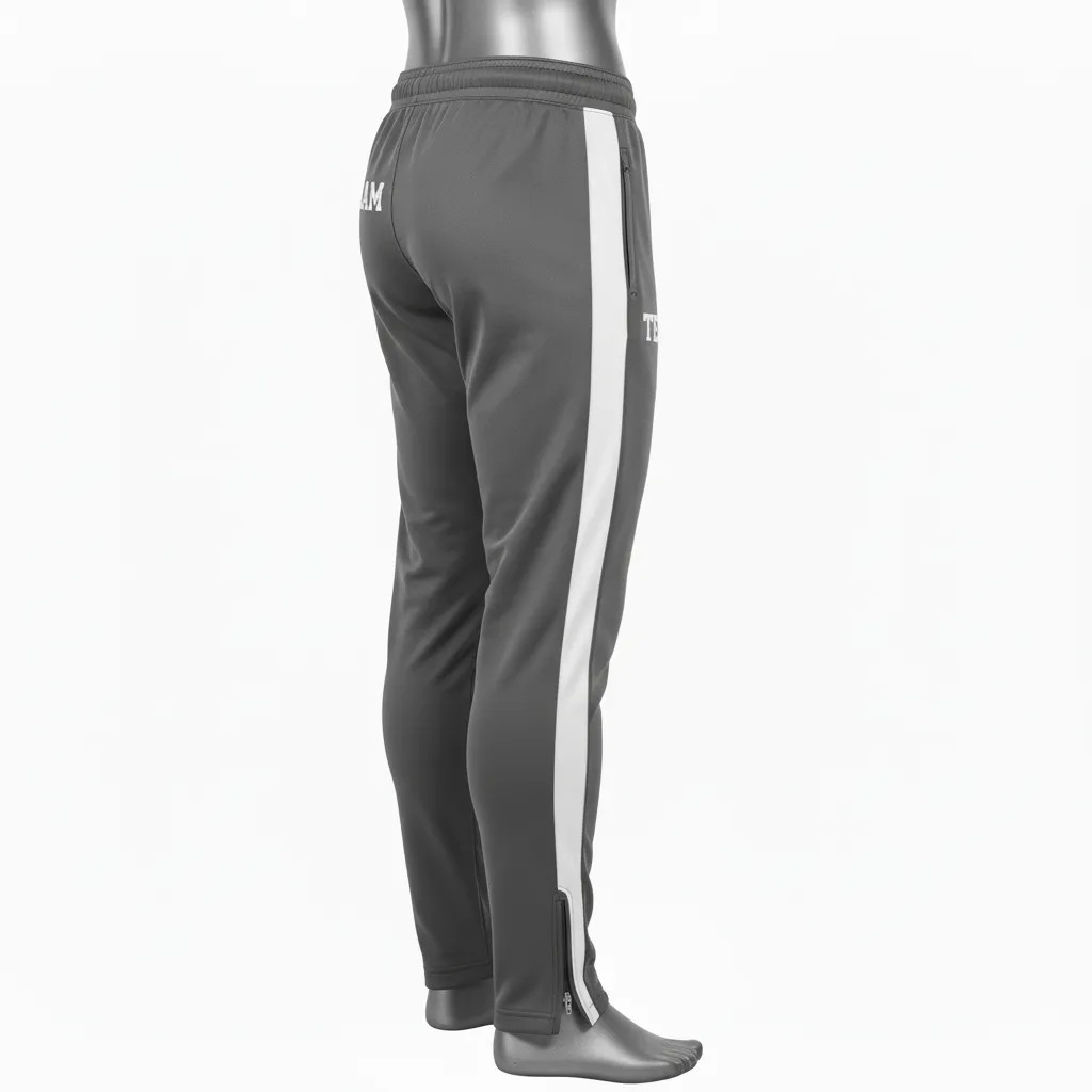 Custom Wrestling Full Length Warmup Pant - White - Warmup Pants Charcoal Side Stripe - Side View - HAMCO Sports Inc.