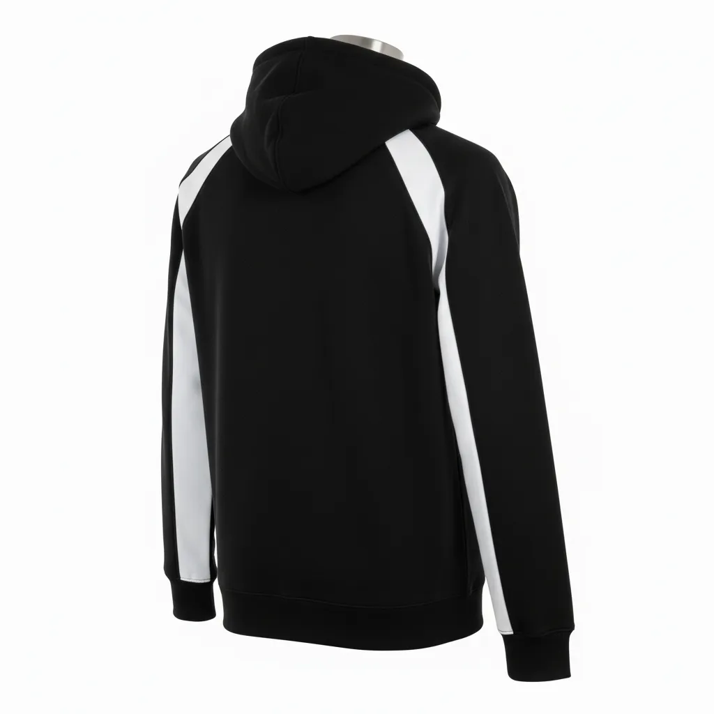 Custom Wrestling Full Zip Hoodie - Black, White - Full Zip Hoodie Raglan Sleeve - Back View - HAMCO Sports Inc.