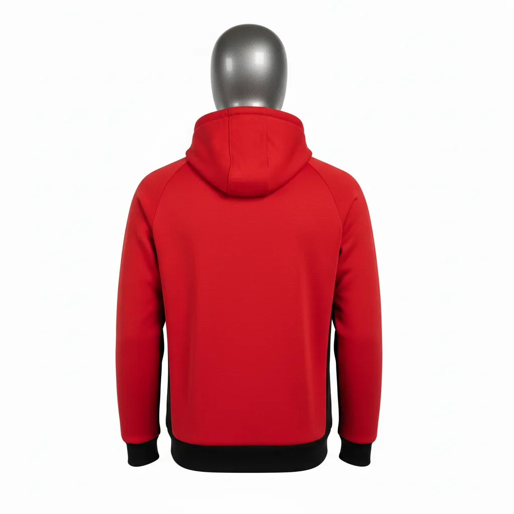 Custom Wrestling Full Zip Hoodie - Black - Full Zip Hoodie Cardinal Side Panel - Back View - HAMCO Sports Inc.