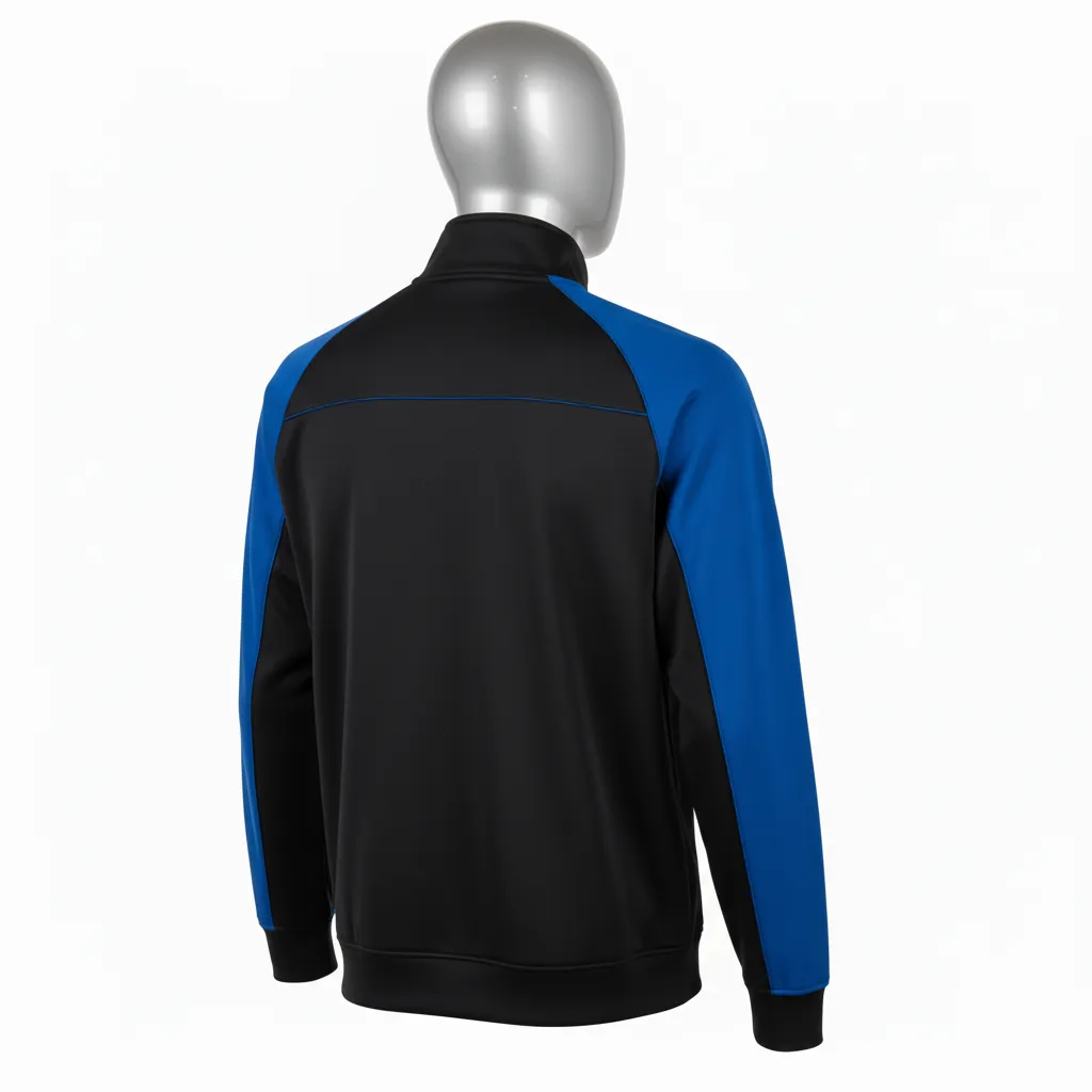 Custom Wrestling Full Zip Warmup Jacket - Black - Full Zip Jacket Royal Raglan Sleeve - Back View - HAMCO Sports Inc.