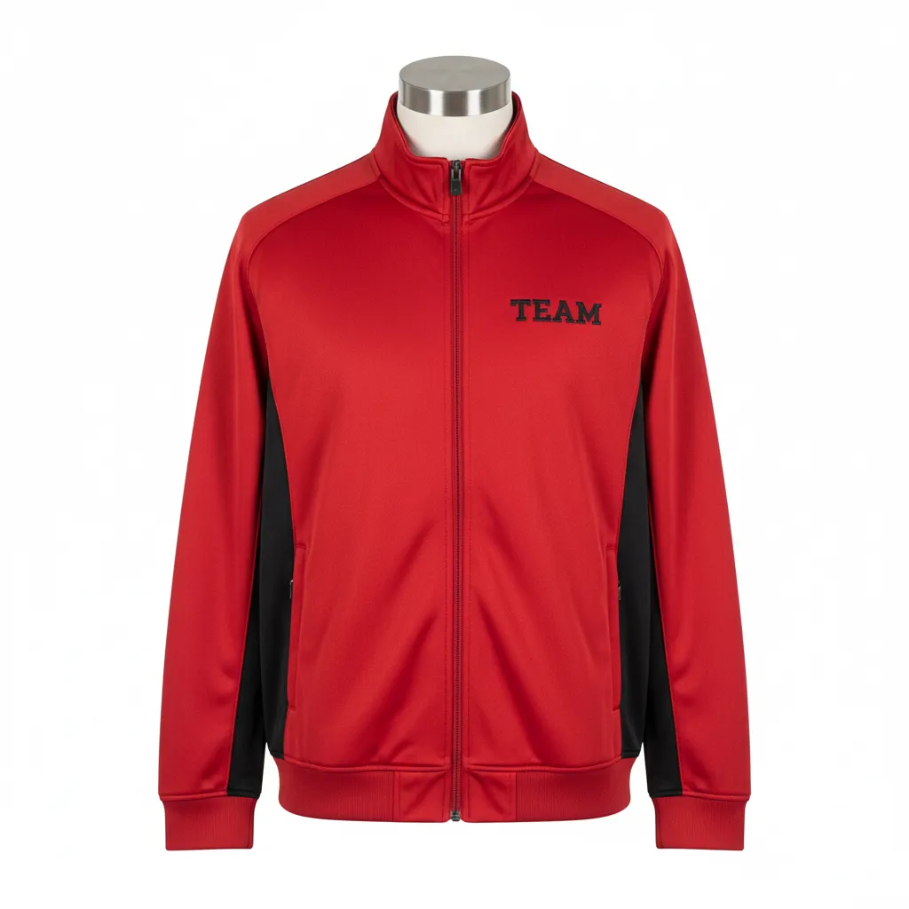 Custom Wrestling Full Zip Warmup Jacket - Black - Full Zip Jacket Cardinal Side Insert - Front View - HAMCO Sports Inc.