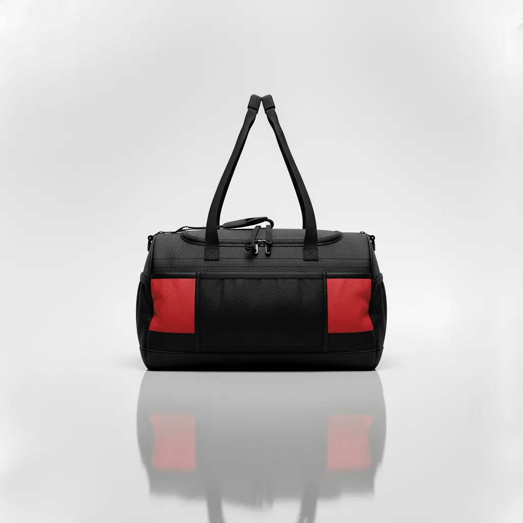 Custom Wrestling Gearbag - Black, Red - Gear Bag Contrast Stripe - Back View - HAMCO Sports Inc.