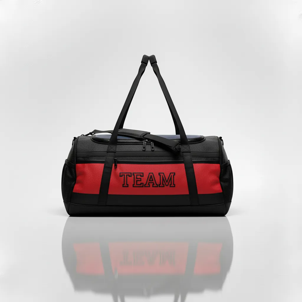 Custom Wrestling Gearbag - Black, Red - Gear Bag Contrast Stripe - Front View - HAMCO Sports Inc.