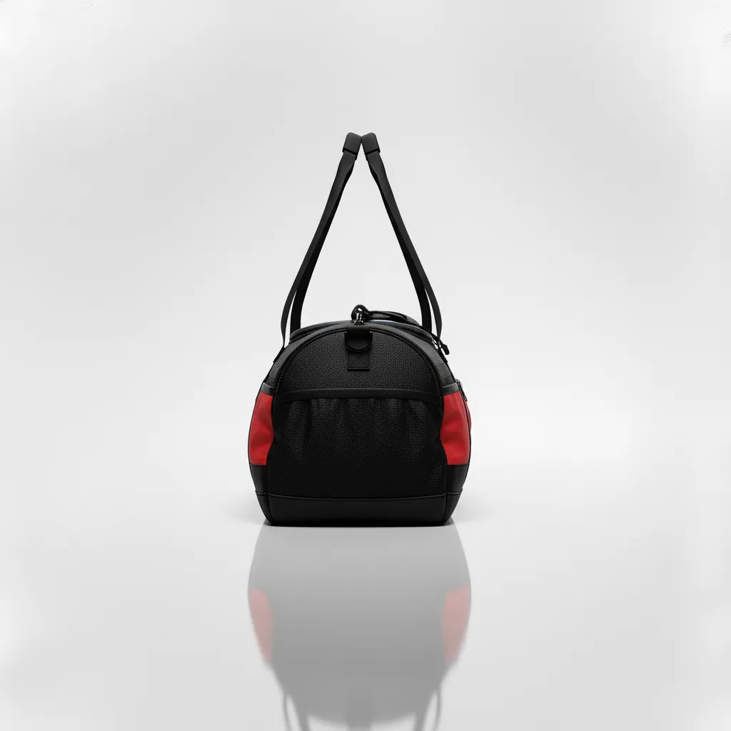 Custom Wrestling Gearbag - Black, Red - Gear Bag Contrast Stripe - Side View - HAMCO Sports Inc.