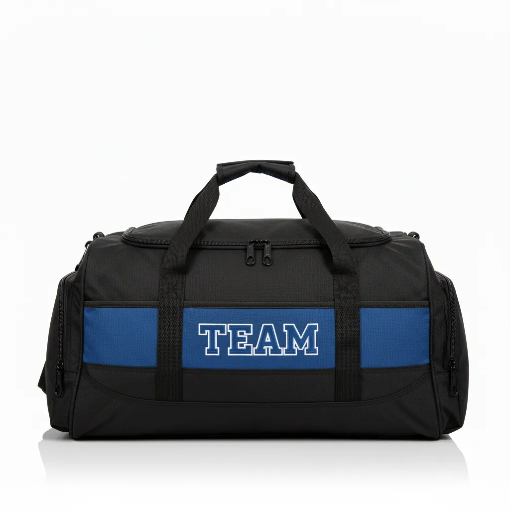 Custom Wrestling Gearbag - Black - Gear Bag Royal Contrast Stripe - Front View - HAMCO Sports Inc.