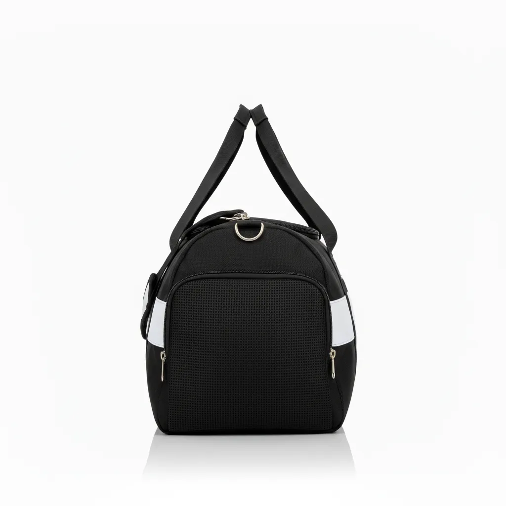 Custom Wrestling Gearbag - Black, White - Gear Bag Contrast Stripe - Side View - HAMCO Sports Inc.