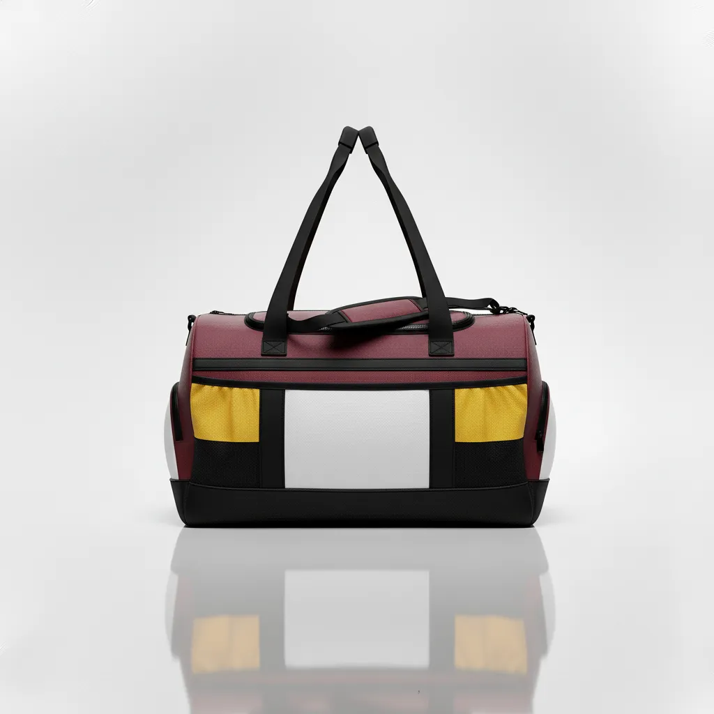 Custom Wrestling Gearbag - Burgundy, Gold - Gear Bag Vegas Contrast Stripe - Back View - HAMCO Sports Inc.