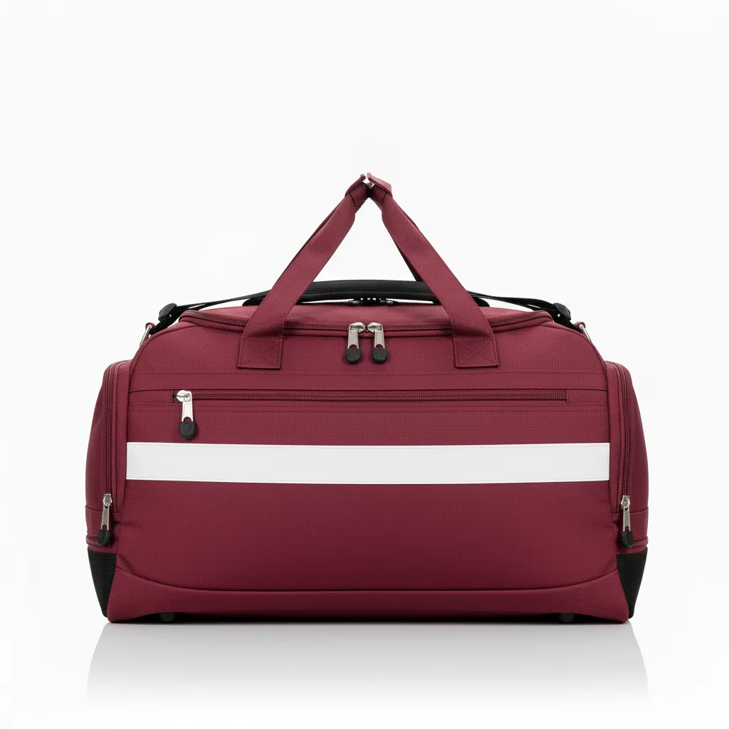 Custom Wrestling Gearbag - Burgundy, White - Gear Bag Contrast Stripe - Back View - HAMCO Sports Inc.