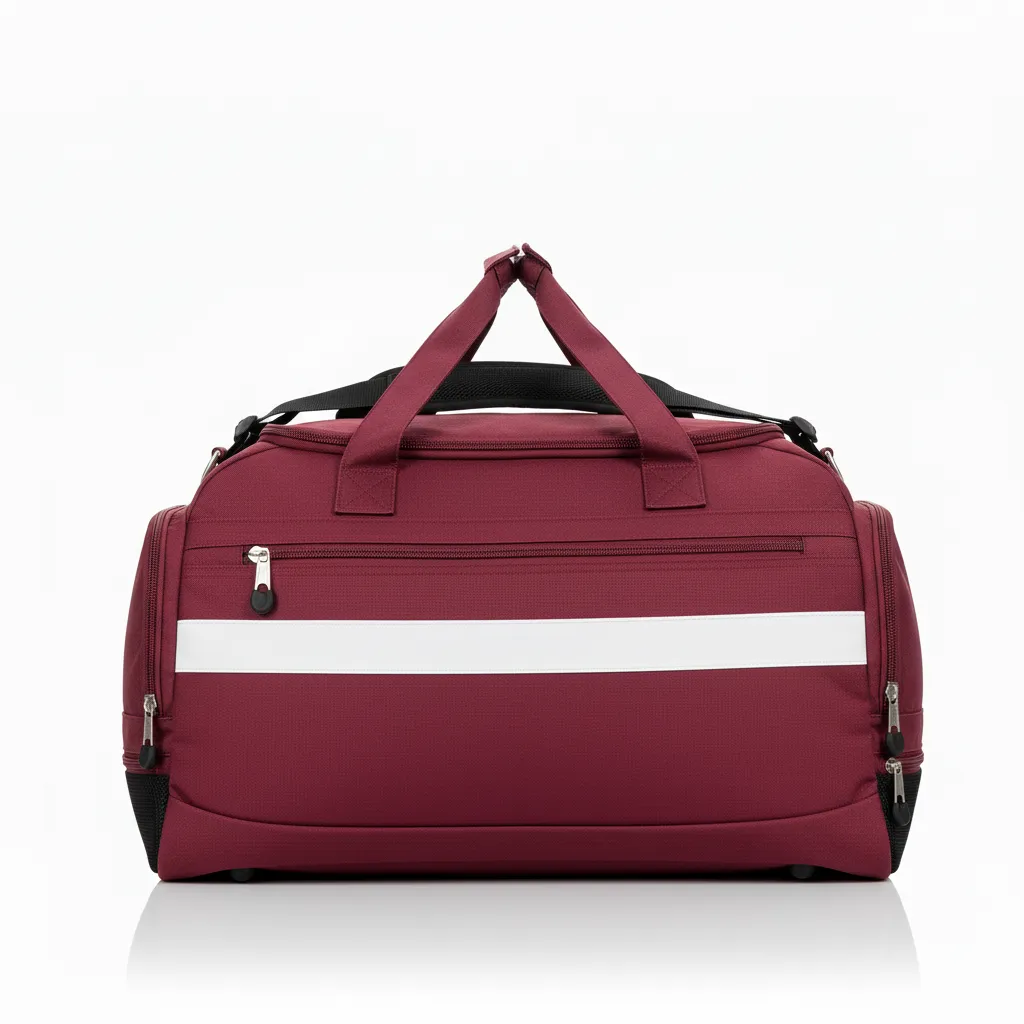 Custom Wrestling Gearbag - Burgundy, White - Gear Bag Contrast Stripe - Side View - HAMCO Sports Inc.