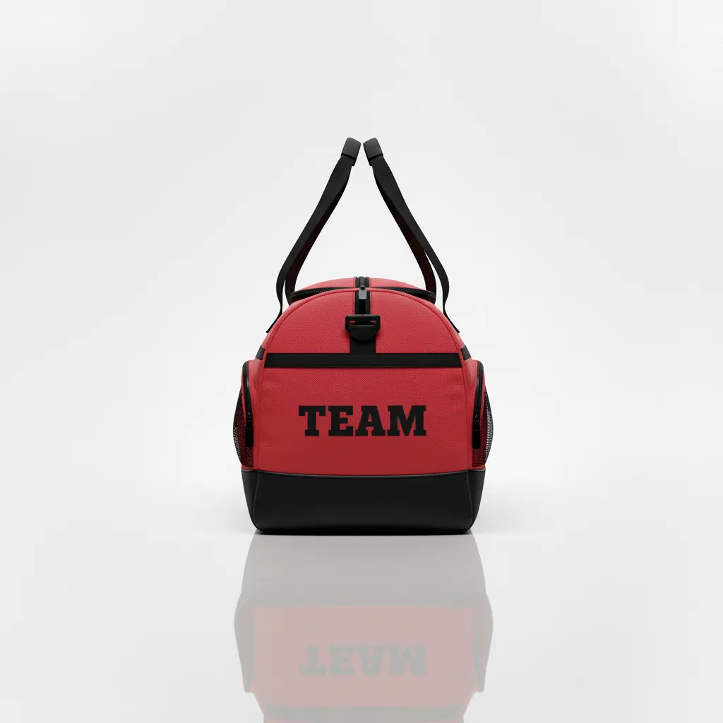 Custom Wrestling Gearbag - Black - Gear Bag Cardinal Contrast Stripe - Side View - HAMCO Sports Inc.