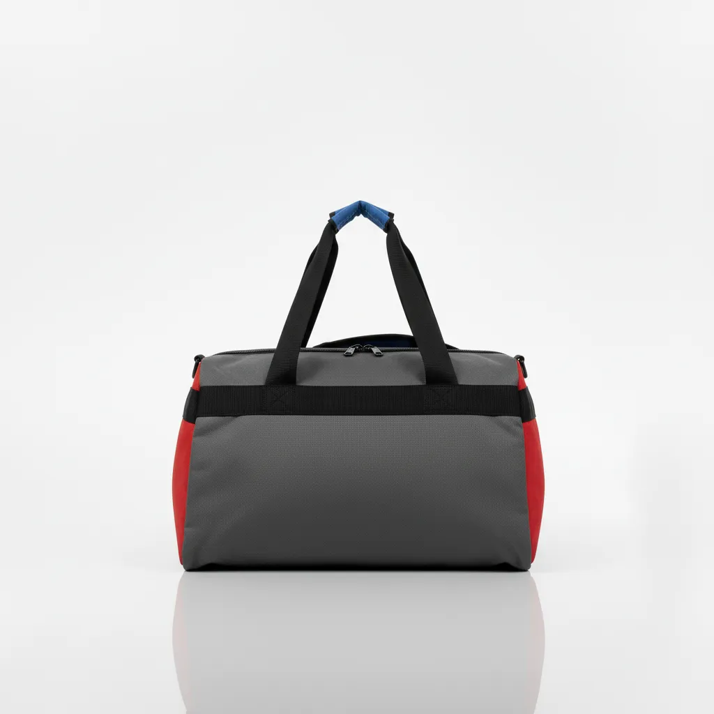 Custom Wrestling Gearbag - Red - Gear Bag Charcoal Front Panel - Back View - HAMCO Sports Inc.