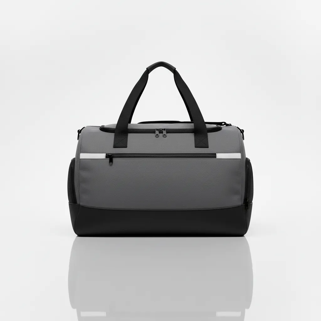 Custom Wrestling Gearbag - White - Gear Bag Charcoal Contrast Stripe - Back View - HAMCO Sports Inc.